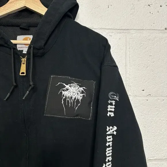 Y2K Carhartt Thermal-Lined Hooded Jacket “Black” Dark Throne - Picture 7 of 16